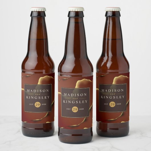 Inky Earthtone Red Abstract Verbazingwekkend Fab B Bier Etiket (Flessen)