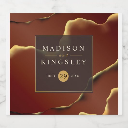 Inky Earthtone Red Abstract Verbazingwekkend Fab B Bier Etiket (Enkel label)