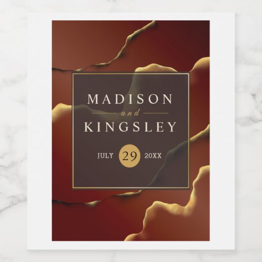 Inky Earthtone Red Abstract Verbazingwekkend Fab B Wijn Etiket (Enkel label)