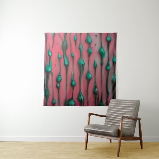 Inky Expressions - Abstracte roze kunst print Wandkleed (In situ)