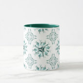 Inky Floral Coffee Mok | Blauwgroen en Groen en Wi (Midden)