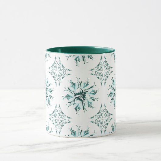 Inky Floral Coffee Mok | Blauwgroen en Groen en Wi (Midden)
