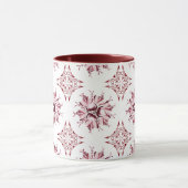 Inky Floral Coffee Mok | Bourgondische maroon en w (Midden)