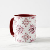 Inky Floral Coffee Mok | Bourgondische maroon en w (Voorkant links)