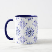 Inky Floral Coffee Mok | Indigo en wit (Links)