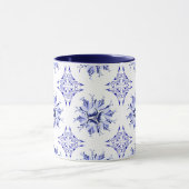 Inky Floral Coffee Mok | Indigo en wit (Midden)