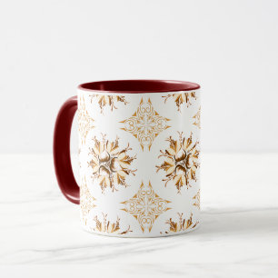 Inky Floral Coffee Mok Sinaasappel Bruin en Wit