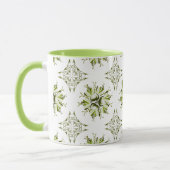 Inky Floral Coffee Mok | tinten groen en wit (Links)