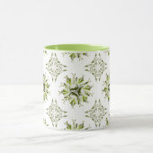 Inky Floral Coffee Mok | tinten groen en wit (Midden)