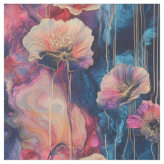 Inky Floral Cosmos Stof (Close Up)