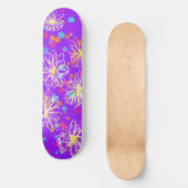 Inky Floral Design en Paint Spletters - paarse Persoonlijk Skateboard (Voorkant)