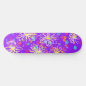 Inky Floral Design en Paint Spletters - paarse Persoonlijk Skateboard (Horizontaal)