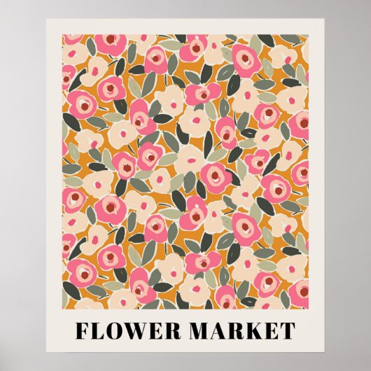 Inky Floral Flower Market Pattern- Sunlit Meadow Poster (Voorkant)