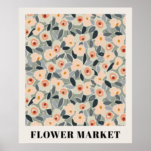 Inky Floral Flower Market Pattern- Sunlit Meadow Poster (Voorkant)