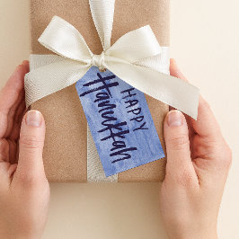Inky Hand-Lettering Happy Hanukkah Gift Label Cadeaulabel