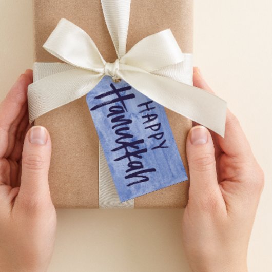 Inky Hand-Lettering Happy Hanukkah Gift Label Cadeaulabel