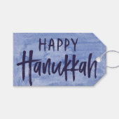 Inky Hand-Lettering Happy Hanukkah Gift Label Cadeaulabel (Voorkant (Horizontaal))