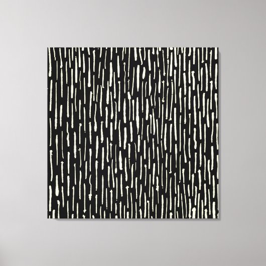 Inky Lines - Crème op Zwart Canvas Afdruk (Voorkant)