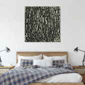 Inky Lines - Crème op Zwart Canvas Afdruk (Insitu (Slaapkamer))