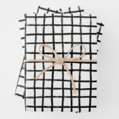Inky Lines Grid Brushstrokes Simple Minimal B&W Inpakpapier Vel (In situ)