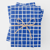 Inky Lines Grid Brushstrokes Simple Minimal Blue Inpakpapier Vel (In situ)