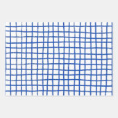 Inky Lines Grid Brushstrokes Simple Minimal Blue Inpakpapier Vel (Voorkant)