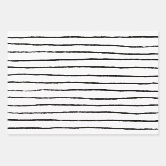 Inky Lines Strepen Brushstrokes Eenvoudige Minimal Inpakpapier Vel (Voorkant 3)