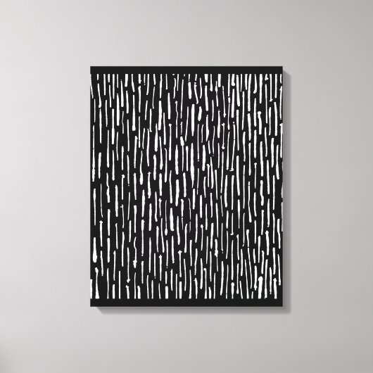 Inky Lines - wit op zwart Canvas Afdruk (Voorkant)