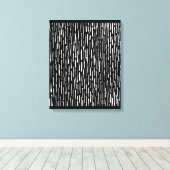 Inky Lines - wit op zwart Canvas Afdruk (Insitu (Houten vloer))