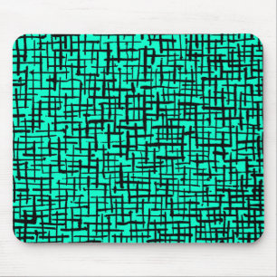 Inky Lines - Zwart op Turquoise Muismat