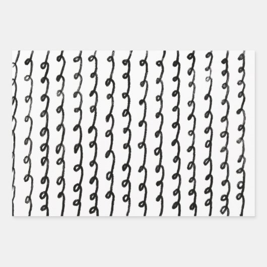 Inky Loop Brushstrokes Eenvoudig Minimaal Zwart Wi Inpakpapier Vel (Voorkant 3)