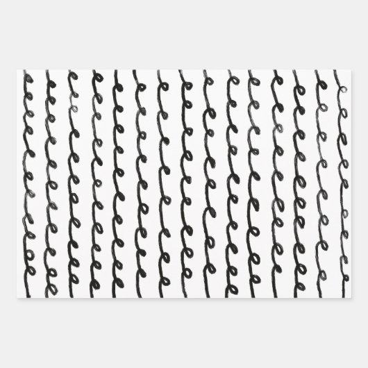 Inky Loop Brushstrokes Eenvoudig Minimaal Zwart Wi Inpakpapier Vel (Voorkant 2)