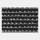 Inky Loop Brushstrokes Eenvoudig Minimaal Zwart Wi Inpakpapier Vel (Voorkant)