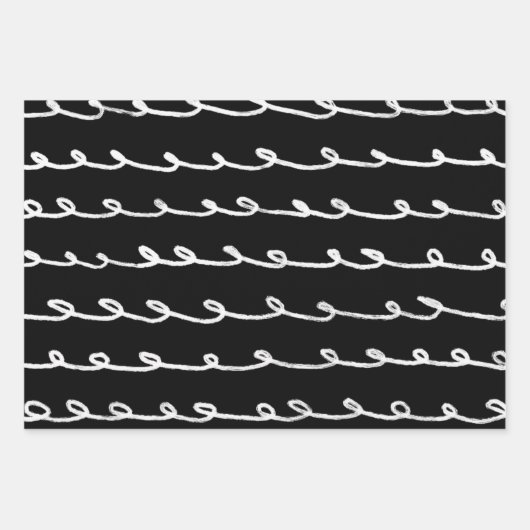 Inky Loop Brushstrokes Eenvoudig Minimaal Zwart Wi Inpakpapier Vel (Voorkant)