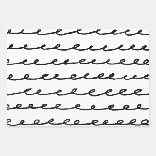Inky Loop Brushstrokes Eenvoudig Minimaal Zwart Wi Inpakpapier Vel (Voorkant 2)