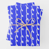 Inky Loops Chic Hand getrokken Lijnen Blauw & Wit Inpakpapier Vel (In situ)
