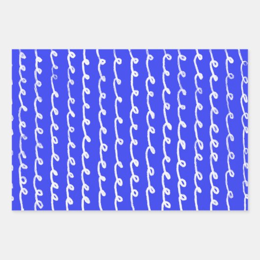 Inky Loops Chic Hand getrokken Lijnen Blauw & Wit Inpakpapier Vel (Voorkant)