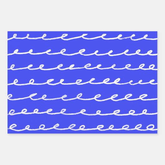 Inky Loops Chic Hand getrokken Lijnen Blauw & Wit Inpakpapier Vel (Voorkant 3)