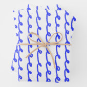 Inky Loops Chic Hand getrokken Lijnen Blauw & Wit Inpakpapier Vel (In situ)