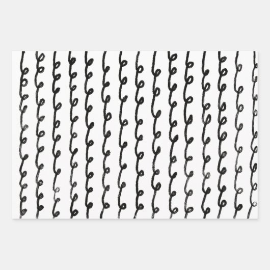 Inky Loops Chique Hand getrokken Lijnen Zwart & Wi Inpakpapier Vel (Voorkant)