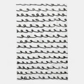 Inky Loops Chique Hand getrokken Lijnen Zwart & Wi Theedoek (Verticaal)