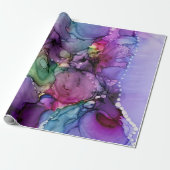 Inky Multicolored Alcohol Ink Vloeibaar Abstract Cadeaupapier (Uitgerold)