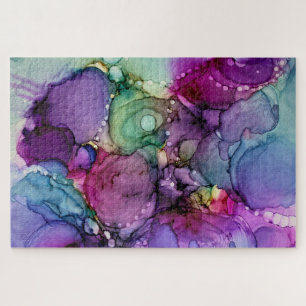 Inky Multicolored Alcohol Ink Vloeibaar Abstract Legpuzzel