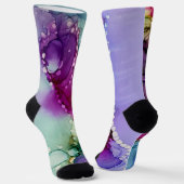 Inky Multicolored Alcohol Ink Vloeibaar Abstract Sokken (Gebogen)