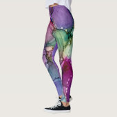 Inky Multicolored Alcohol Ink Vloeibare Abstracte  Leggings (Links)