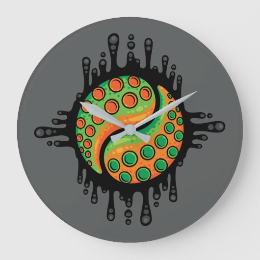 Inky Octopus Tentakel Yin Yang Symbool Grote Klok (Voorkant)
