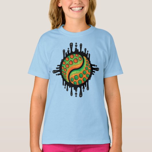 Inky Octopus Tentakel Yin Yang Symbool T-shirt (Voorkant)