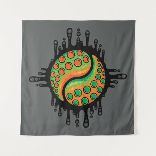 Inky Octopus Tentakel Yin Yang Symbool Wandkleed (Voorkant)
