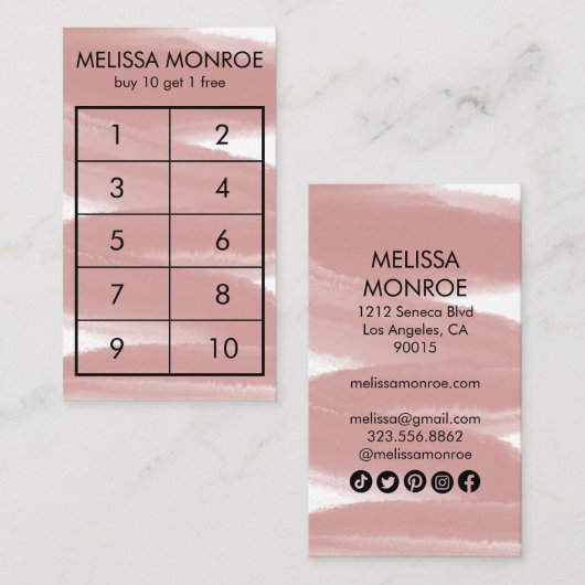 Inky Paint Stripe Brush Stroke Waterverf Social Klantenkaartje (Voorkant / Achterkant)