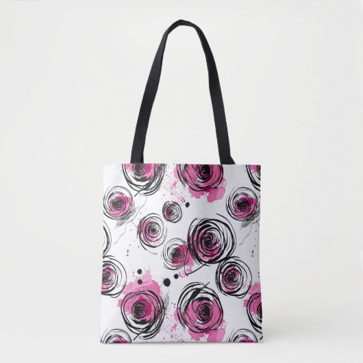 Inky Petals naadloze patronen Tote Bag (Voorkant)